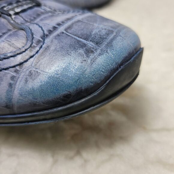 Santoni For Amg SLS  Mens Sneaker  Size 7.5 Blue Jeans Crocodile Leather Rare - Picture 12 of 15